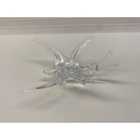 Studio Crafted Delicate Hand Blown Glass Butterfly Clear Figurine - Picture 2 of 8